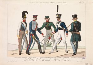 Soldados del Ejército Prusiano, Ejército de los Soberanos Aliados, 1815 de Adrien Pierre Francois Godefroy